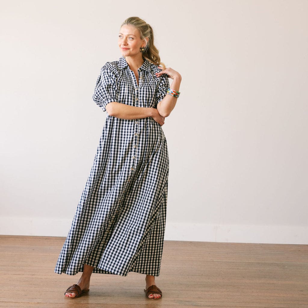 Sunshine Tienda® Navy Gingham Oasis Dress