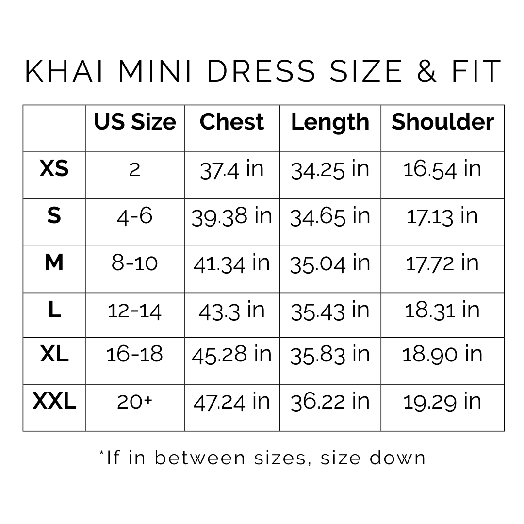 Sunshine Tienda® Rose Gilded Palm Khai Mini Dress #sizechart